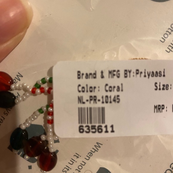 Priyaasi Indian gold and red earring and necklace set - Picture 3 of 7